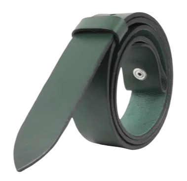 1.5" Wide Green Leather Belt Strap Replacement with Snaps