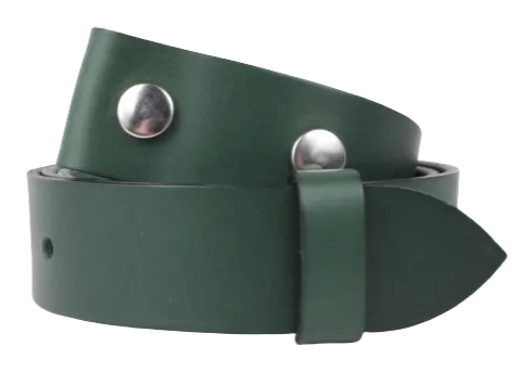 1.5" Wide Green Leather Belt Strap Replacement with Snaps