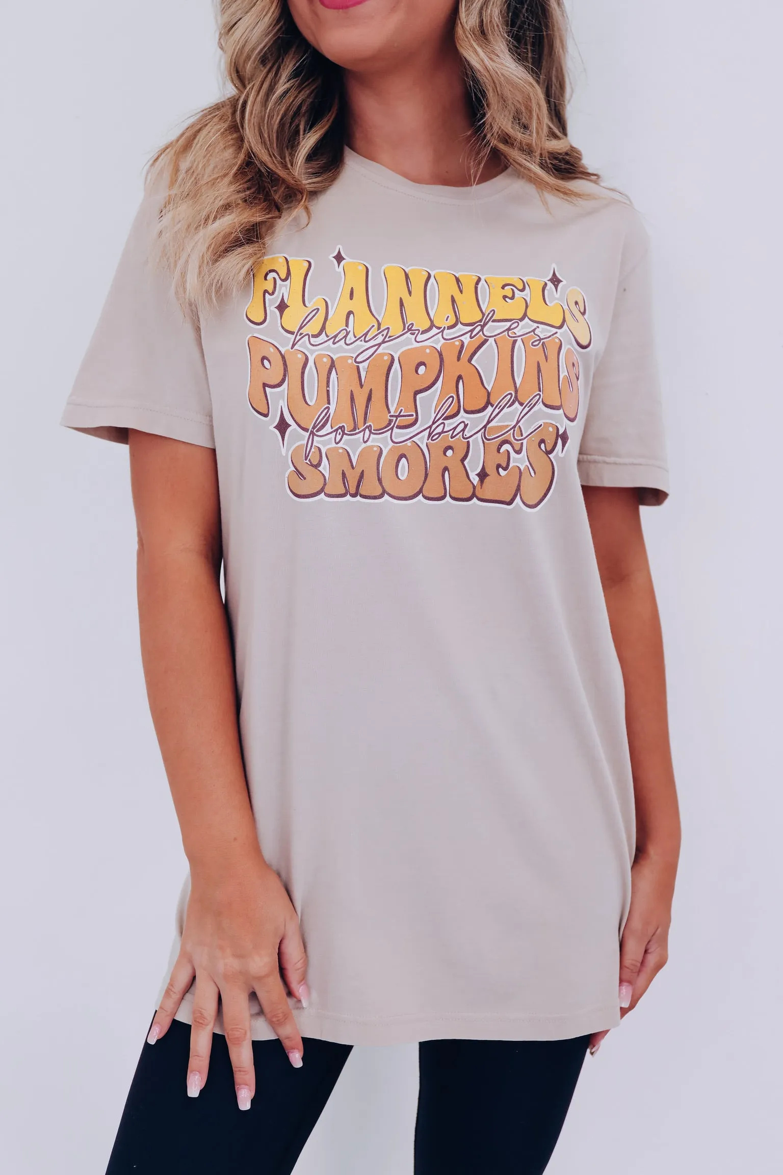 Autumn Favs Graphic Tee - Tan