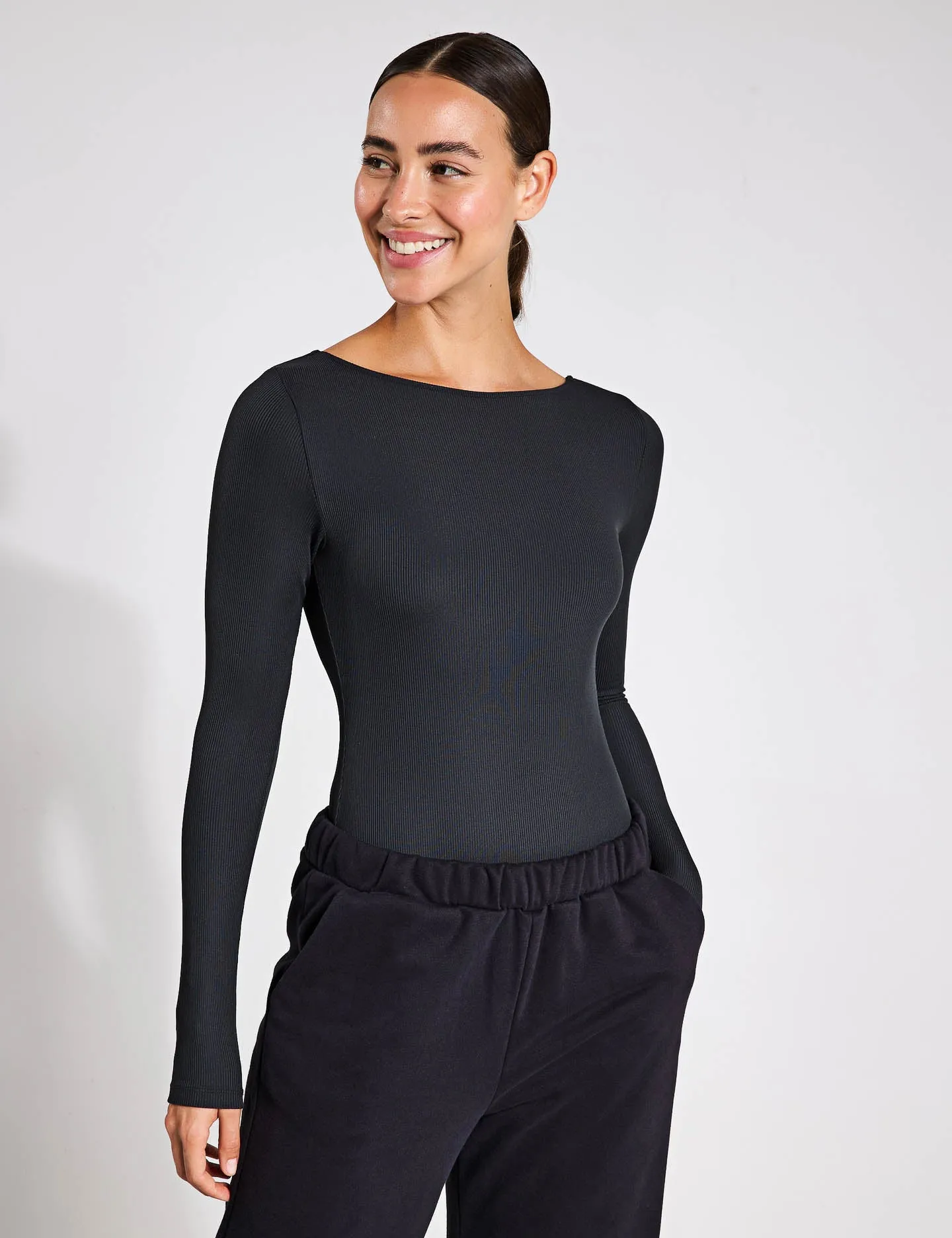 Ava Bateau Bodysuit - Black