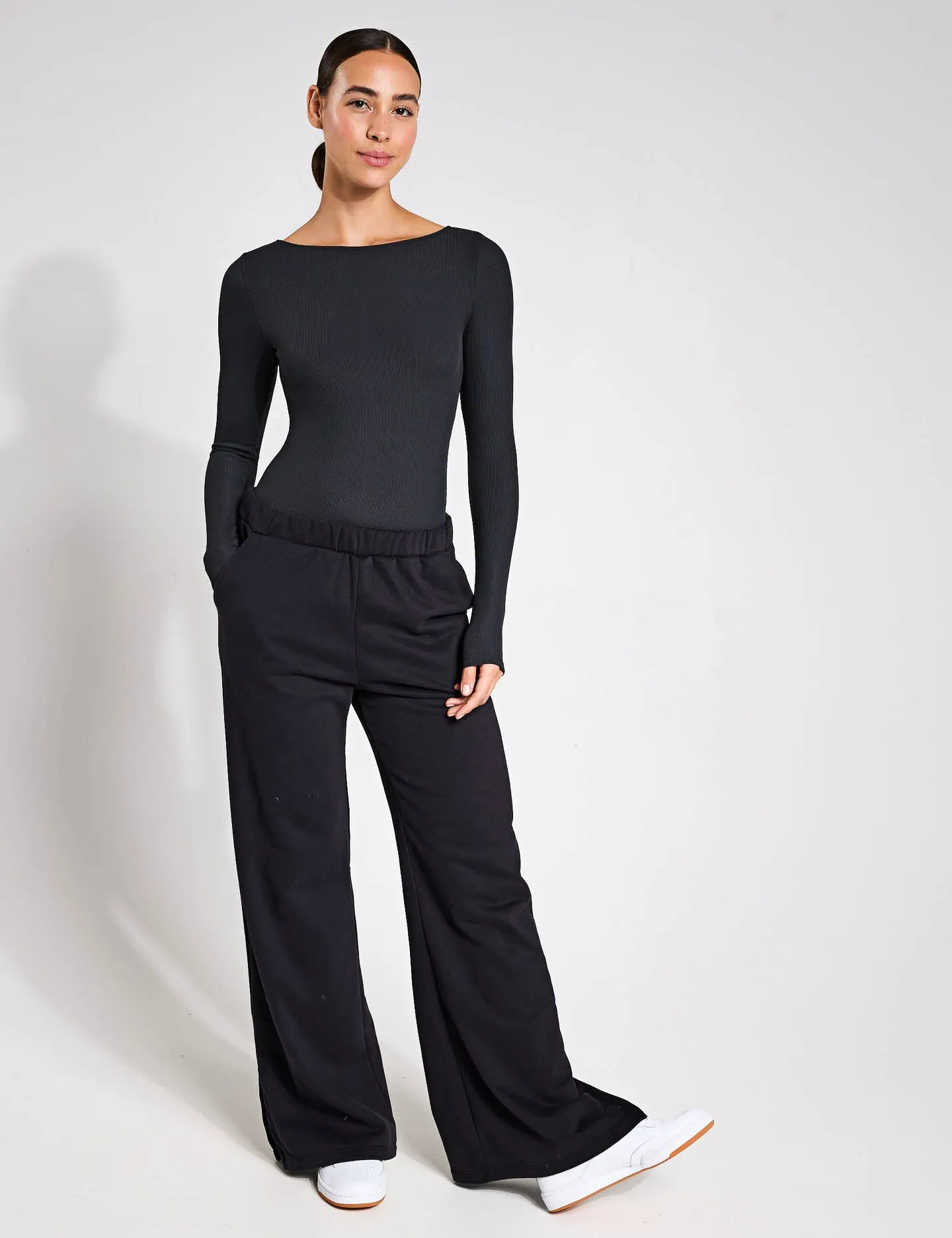 Ava Bateau Bodysuit - Black