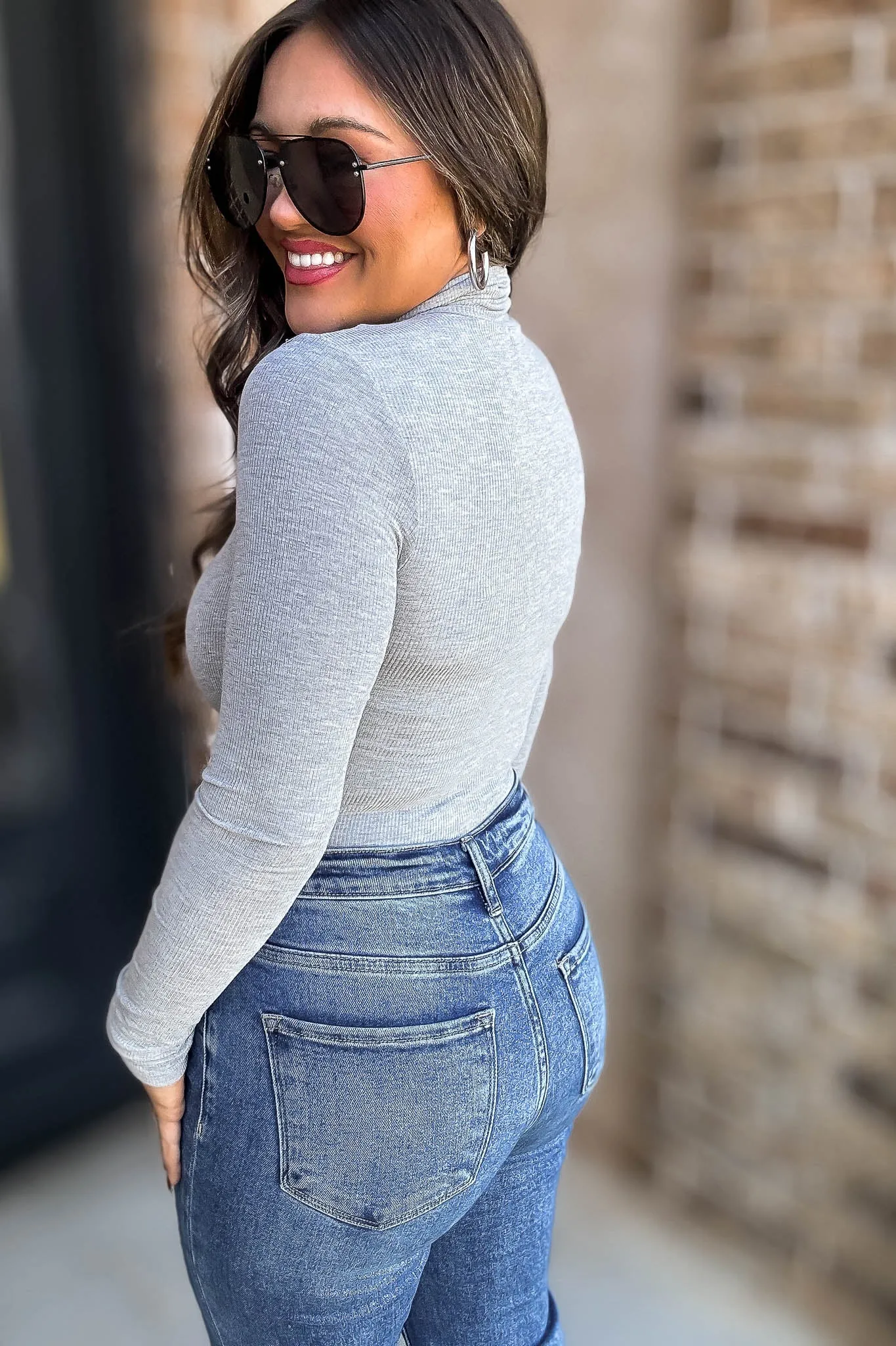Basic Heather Grey Rayon Ribbed Bodysuit