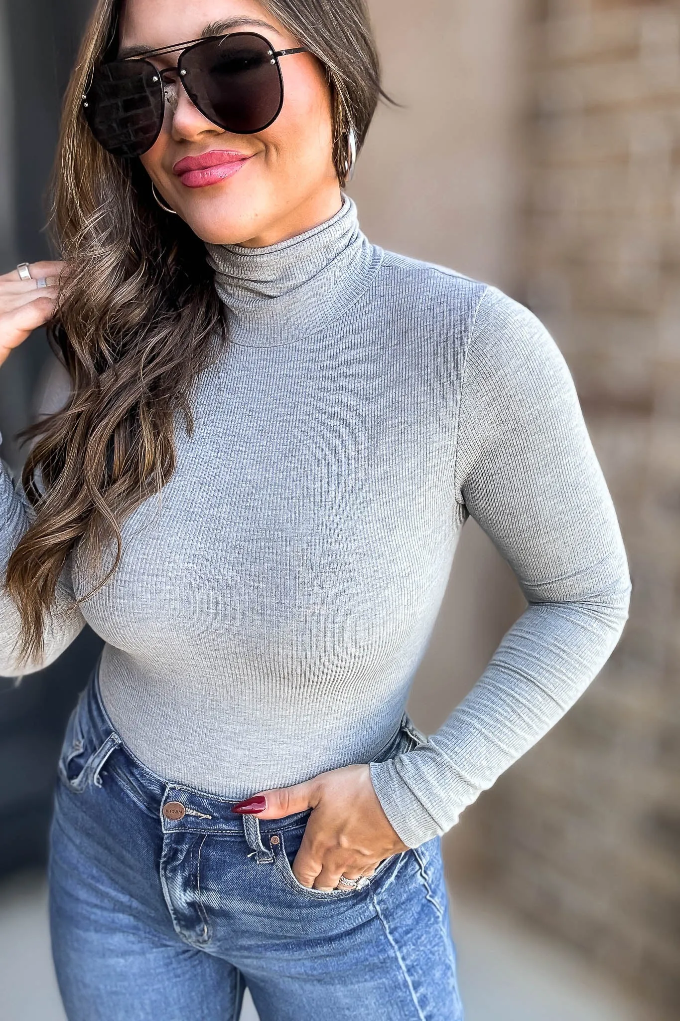 Basic Heather Grey Rayon Ribbed Bodysuit