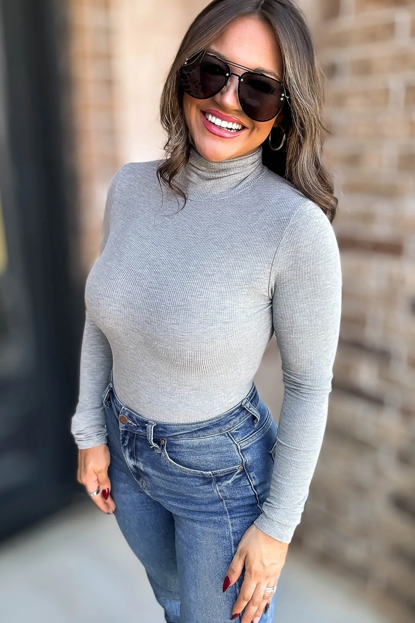 Basic Heather Grey Rayon Ribbed Bodysuit