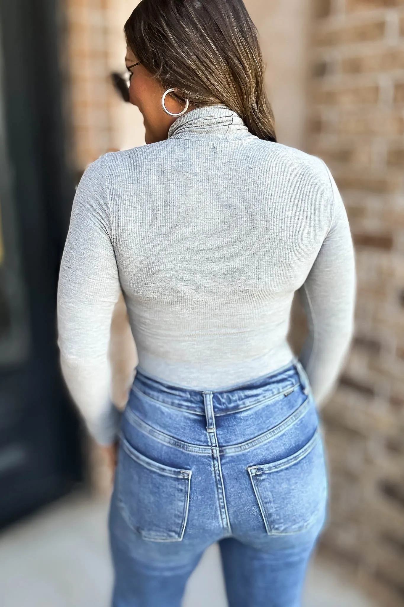 Basic Heather Grey Rayon Ribbed Bodysuit