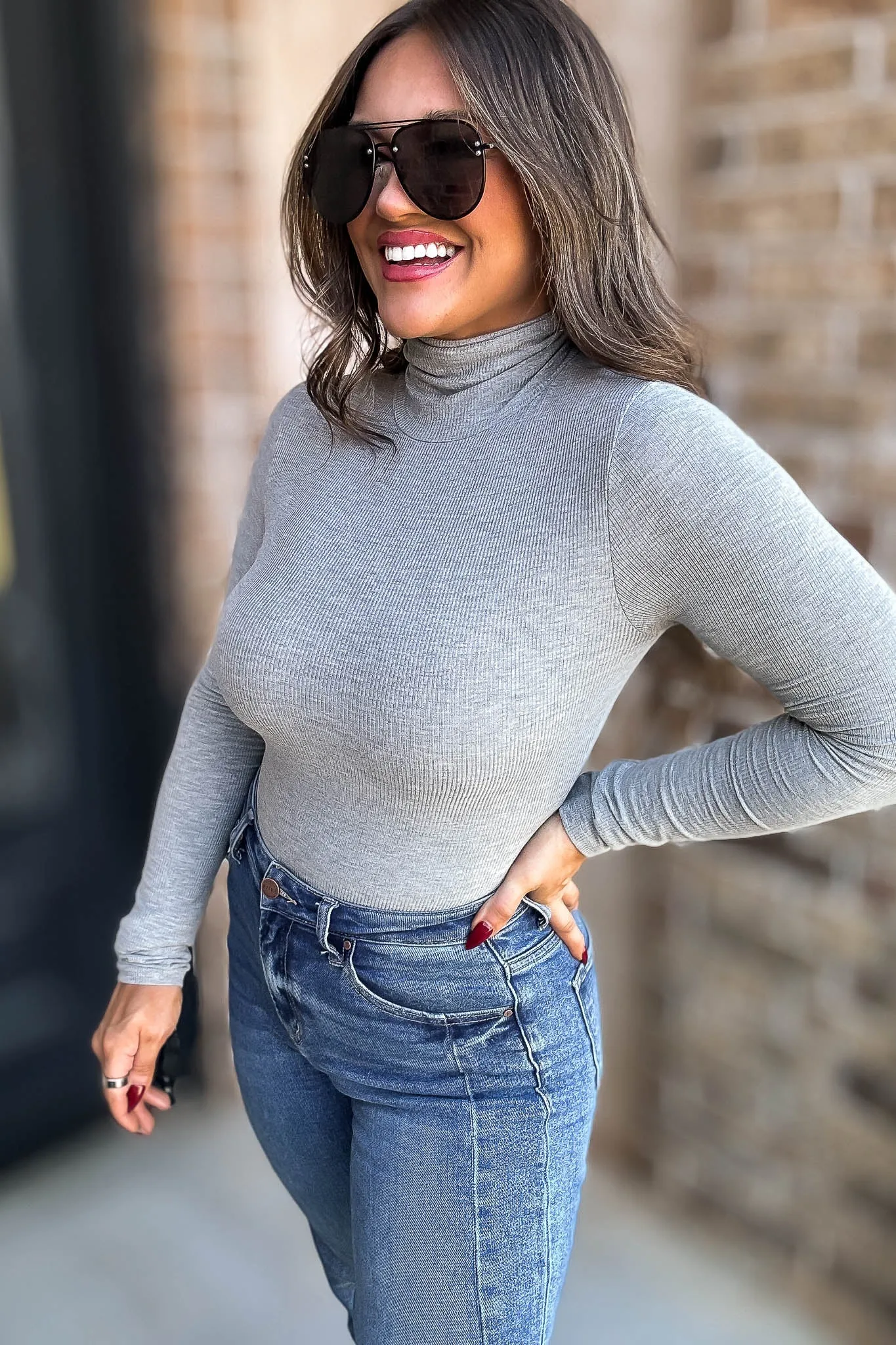 Basic Heather Grey Rayon Ribbed Bodysuit