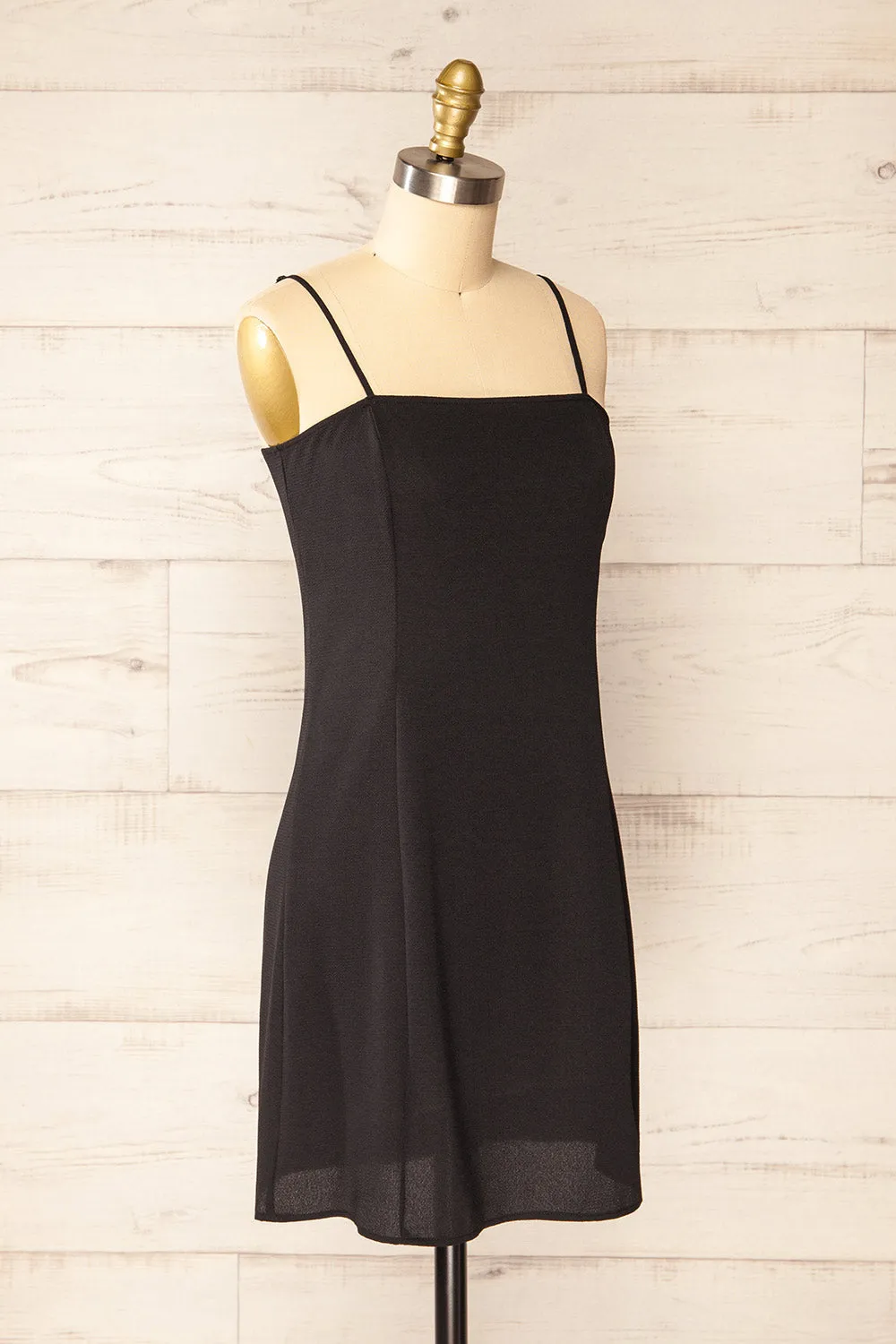 Beaucaire Black | Short Dress w/ Thin Straps
