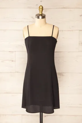 Beaucaire Black | Short Dress w/ Thin Straps