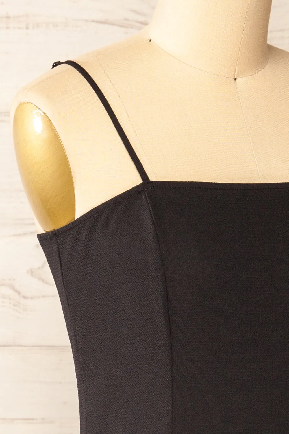 Beaucaire Black | Short Dress w/ Thin Straps