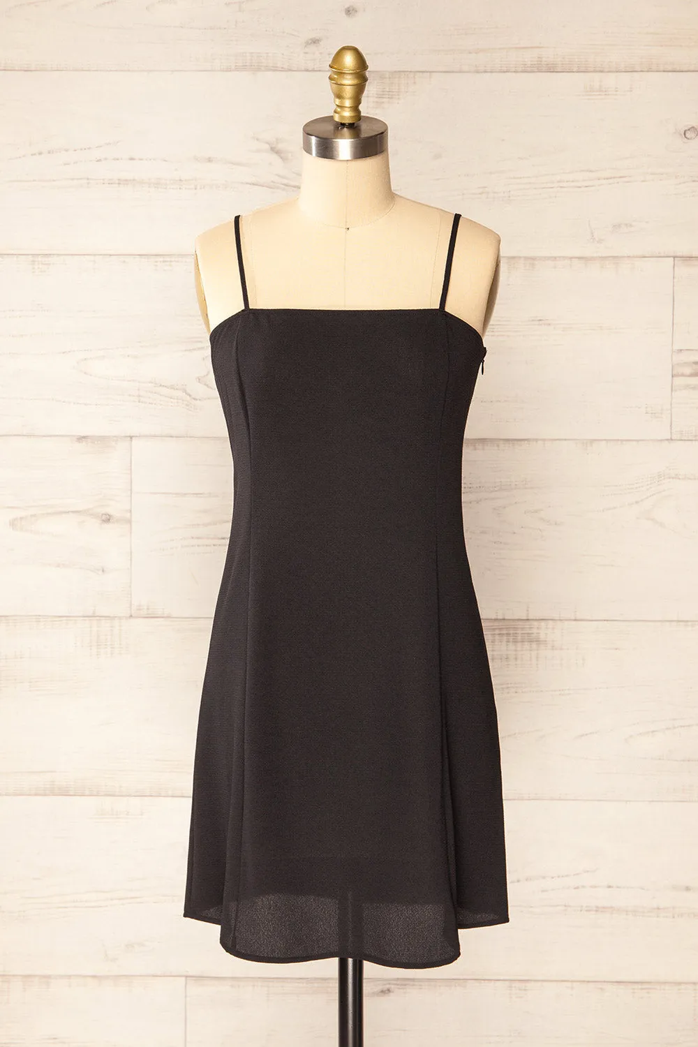 Beaucaire Black | Short Dress w/ Thin Straps