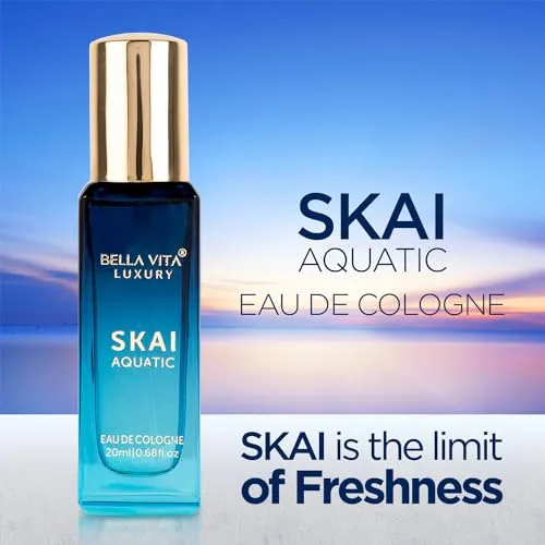 Bella Vita Luxury Skai Aquatic & Date Women Perfume Combo with Bergamot, Pink Pepper|Fruity Long Lasting EDC, EDP Fragrance Scent Pack of 2, 20 Ml Each