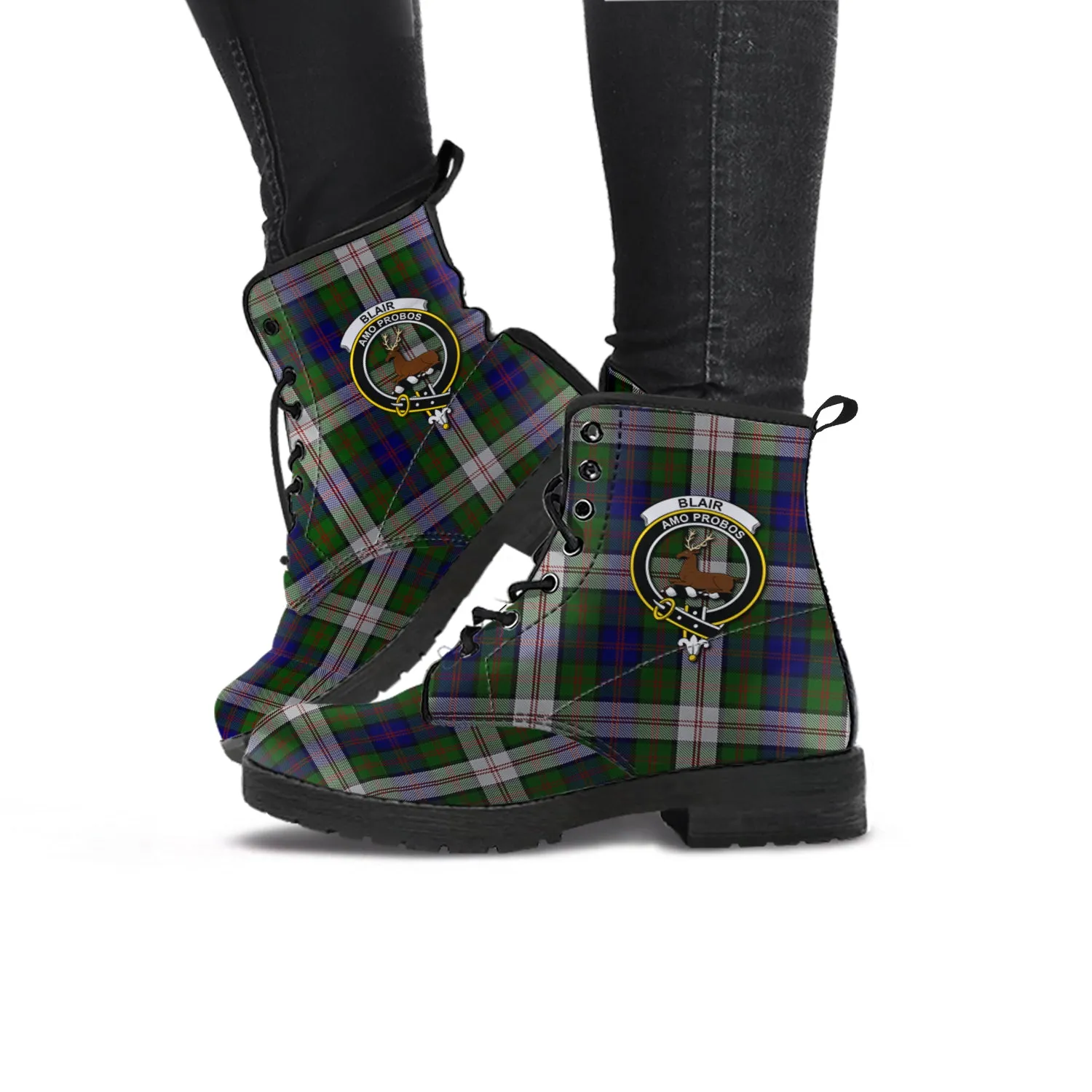 Blair Dress Tartan Leather Boots with Family Crest