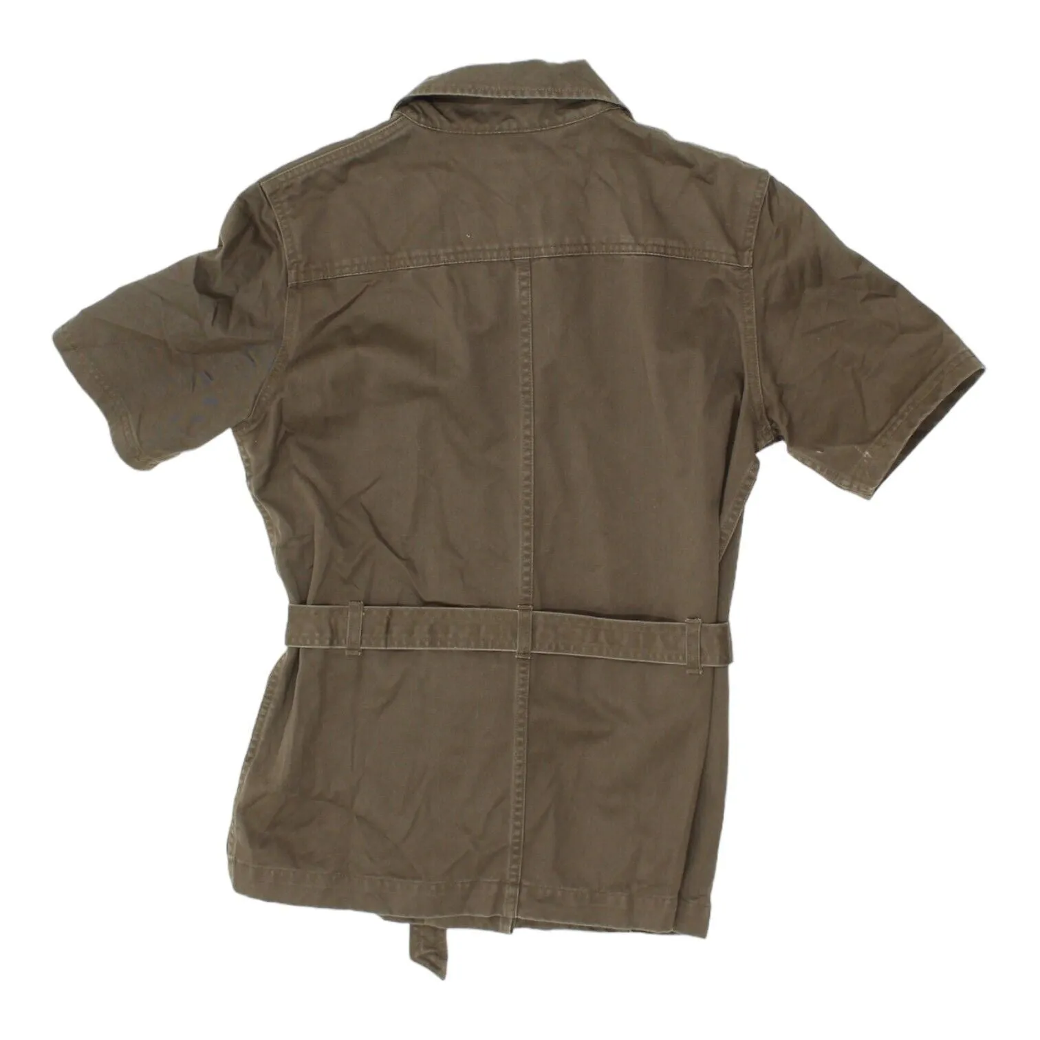 Calvin Klein Womens Khaki Green Short Sleeve Shirt Jacket | Belted Shacket VTG
