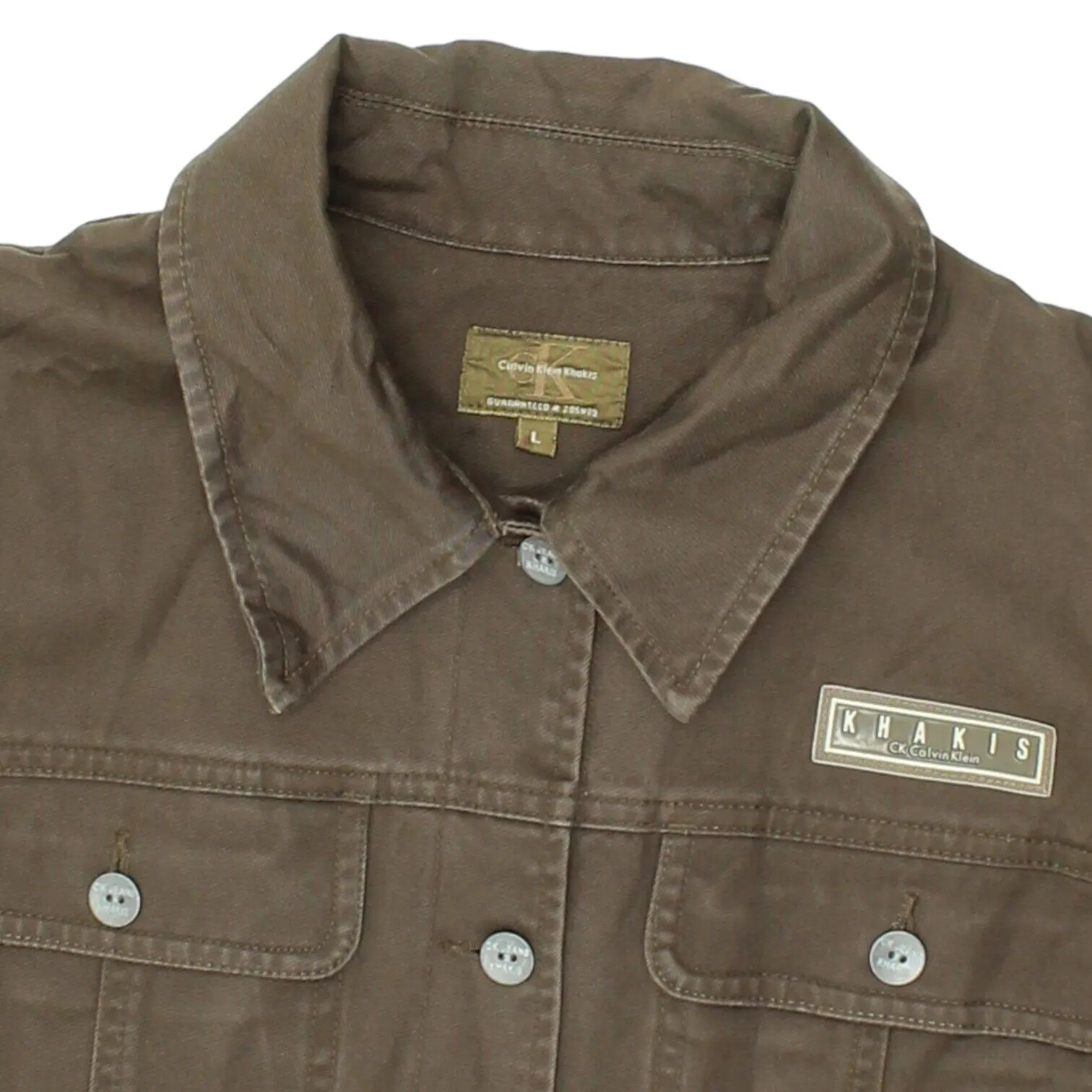 Calvin Klein Womens Khaki Green Short Sleeve Shirt Jacket | Belted Shacket VTG