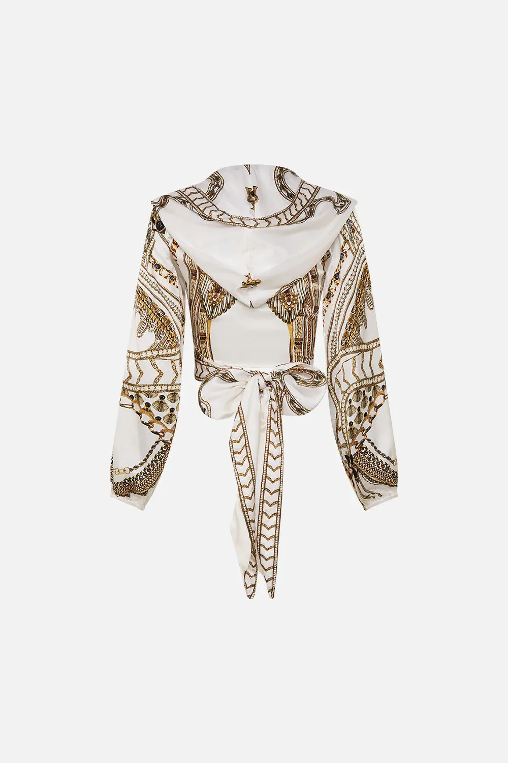 CAMILLA THE GODDESS ENERGY CROPPED WRAP TOP WITH HOOD