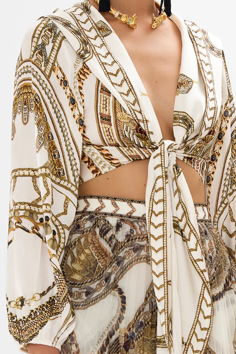 CAMILLA THE GODDESS ENERGY CROPPED WRAP TOP WITH HOOD