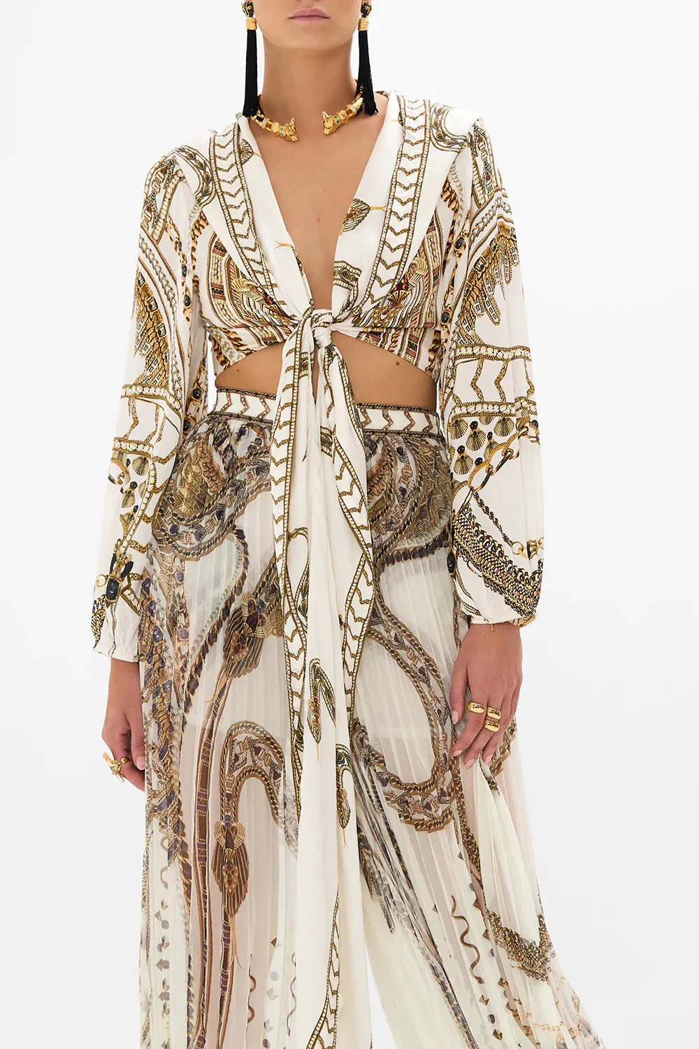 CAMILLA THE GODDESS ENERGY CROPPED WRAP TOP WITH HOOD