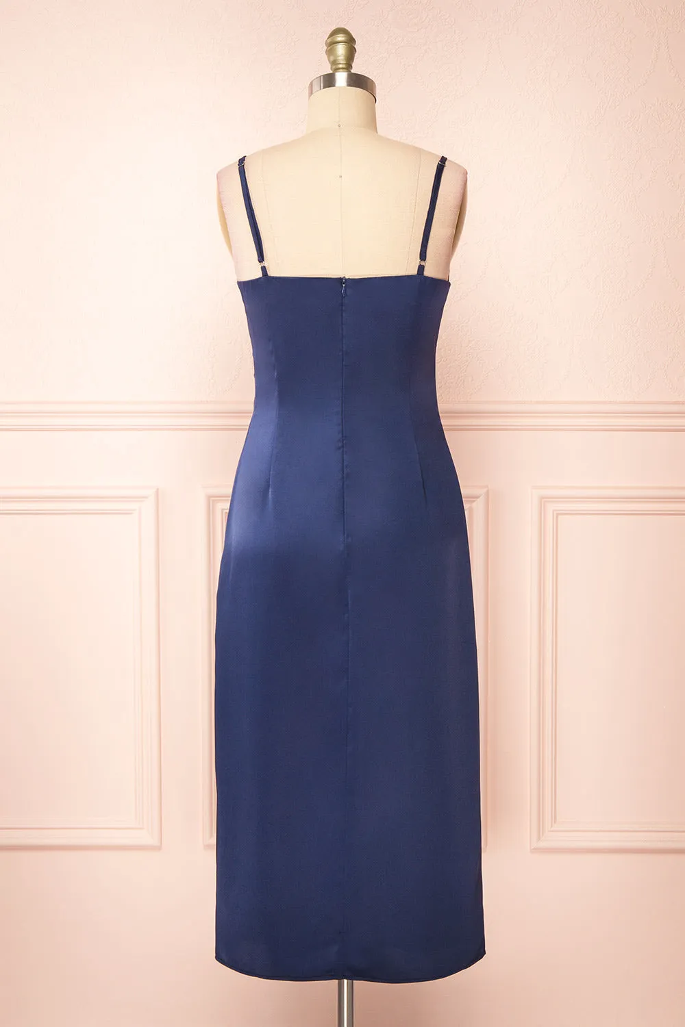 Chloe Navy | Cowl Neck Satin Slip Dress