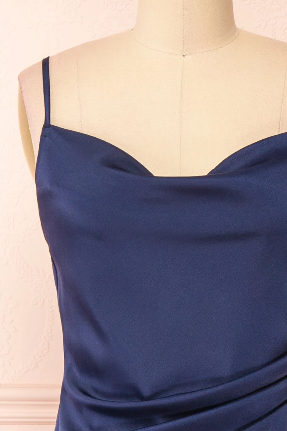 Chloe Navy | Cowl Neck Satin Slip Dress