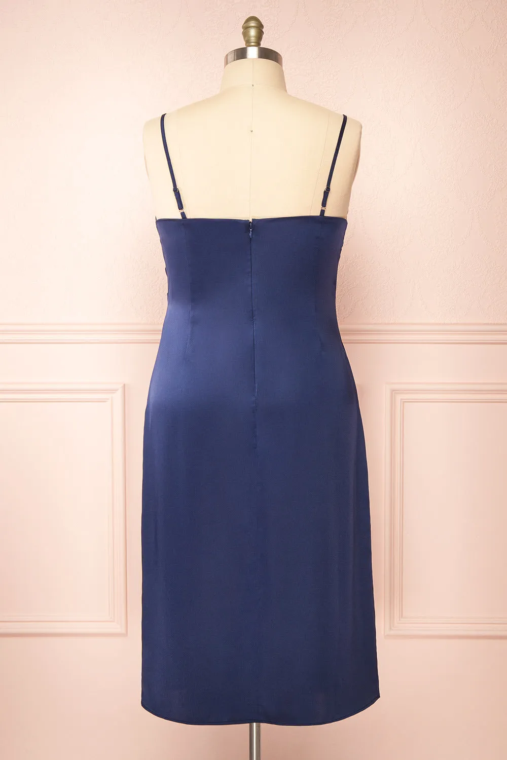 Chloe Navy | Cowl Neck Satin Slip Dress