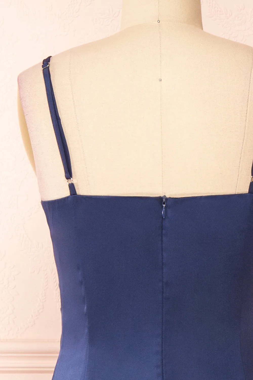 Chloe Navy | Cowl Neck Satin Slip Dress