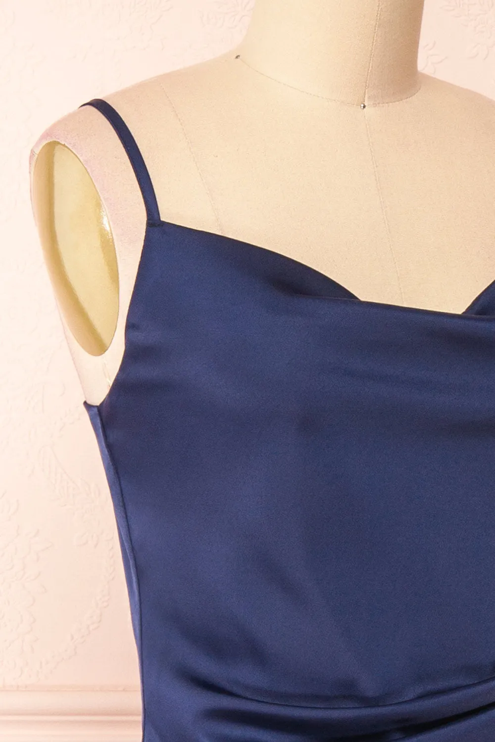 Chloe Navy | Cowl Neck Satin Slip Dress