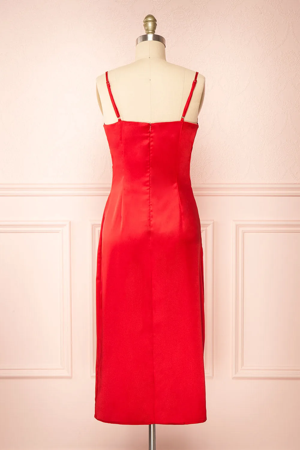 Chloe Red | Cowl Neck Satin Slip Dress