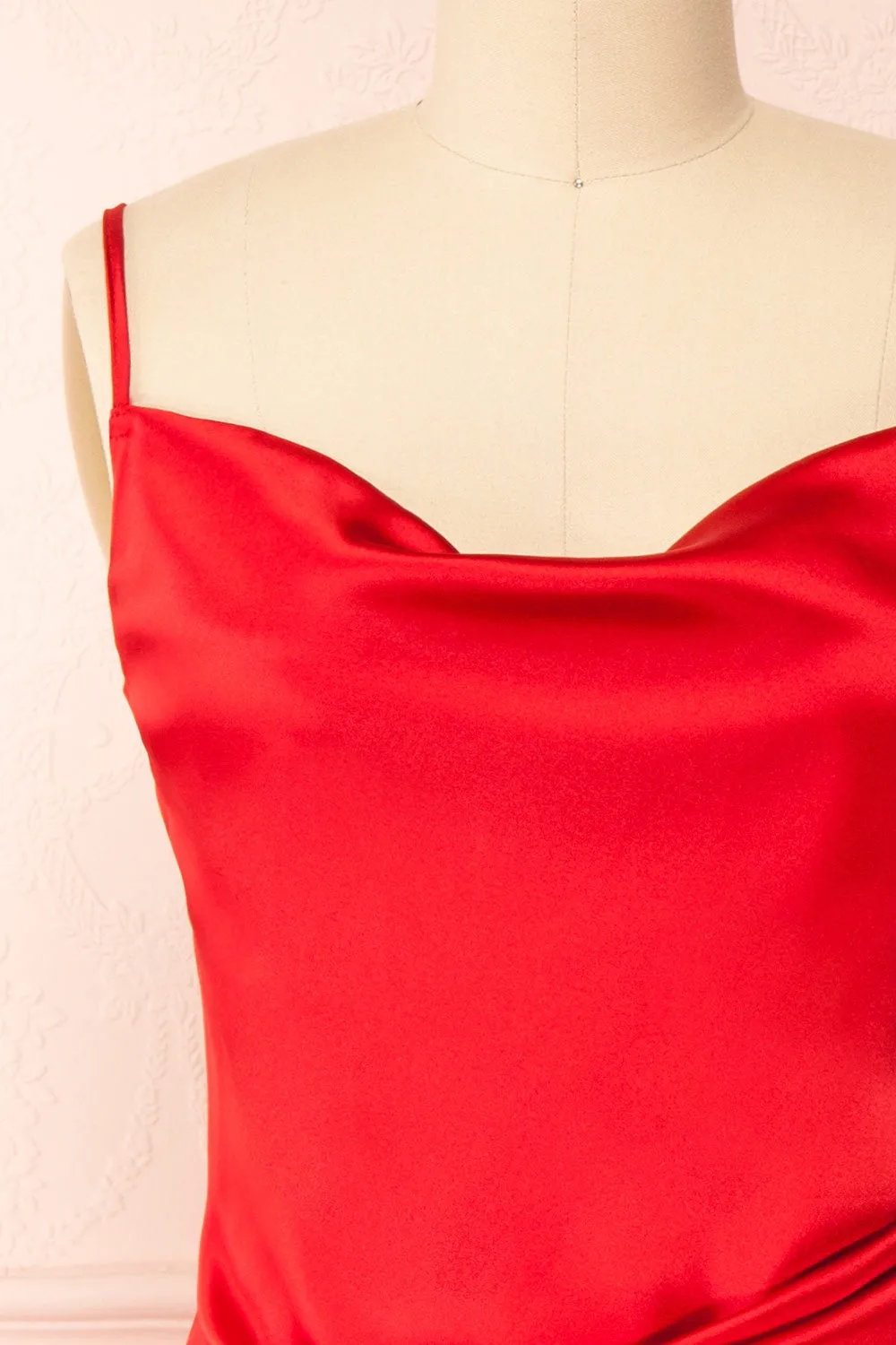 Chloe Red | Cowl Neck Satin Slip Dress