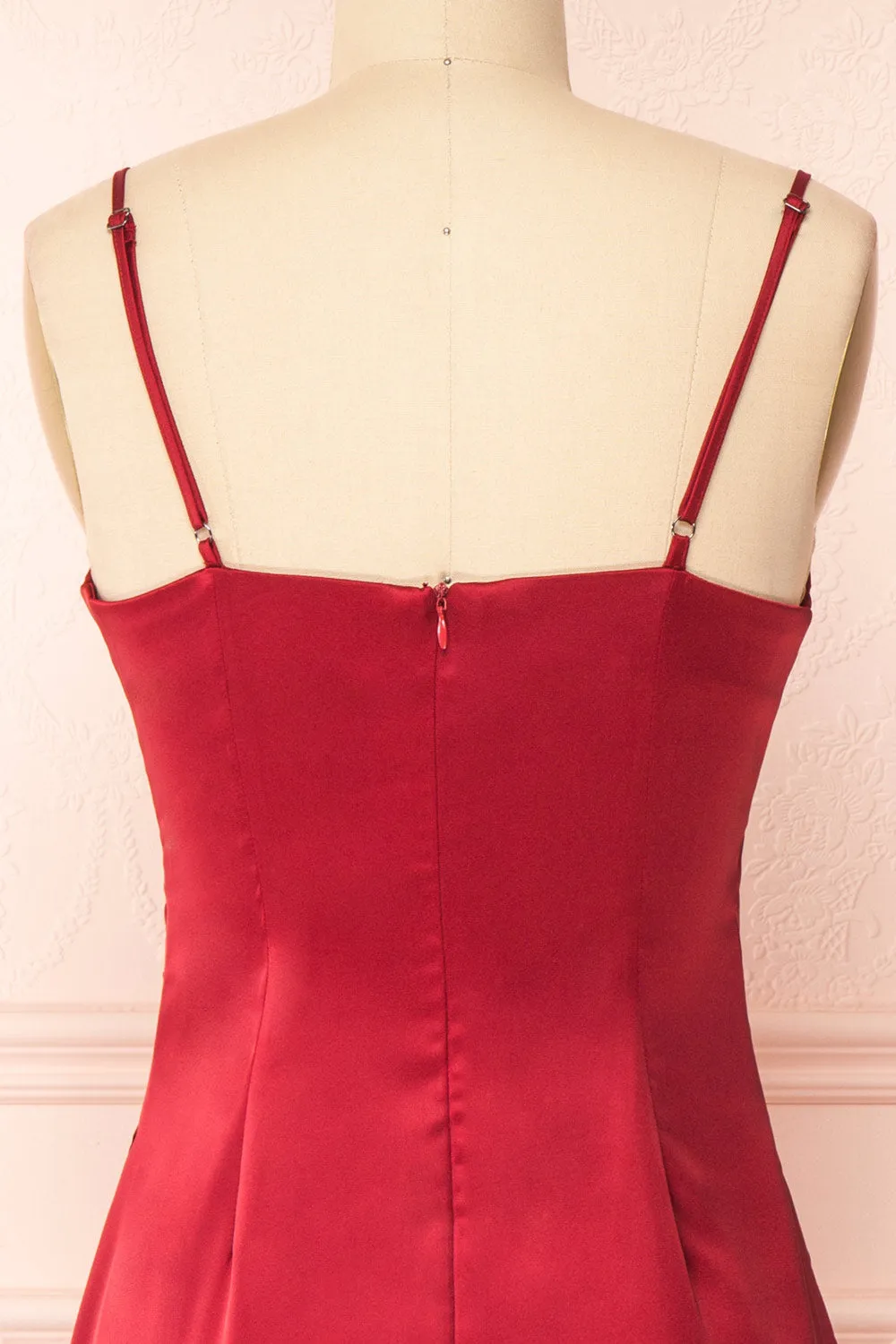 Chloe Wine | Cowl Neck Satin Slip Dress