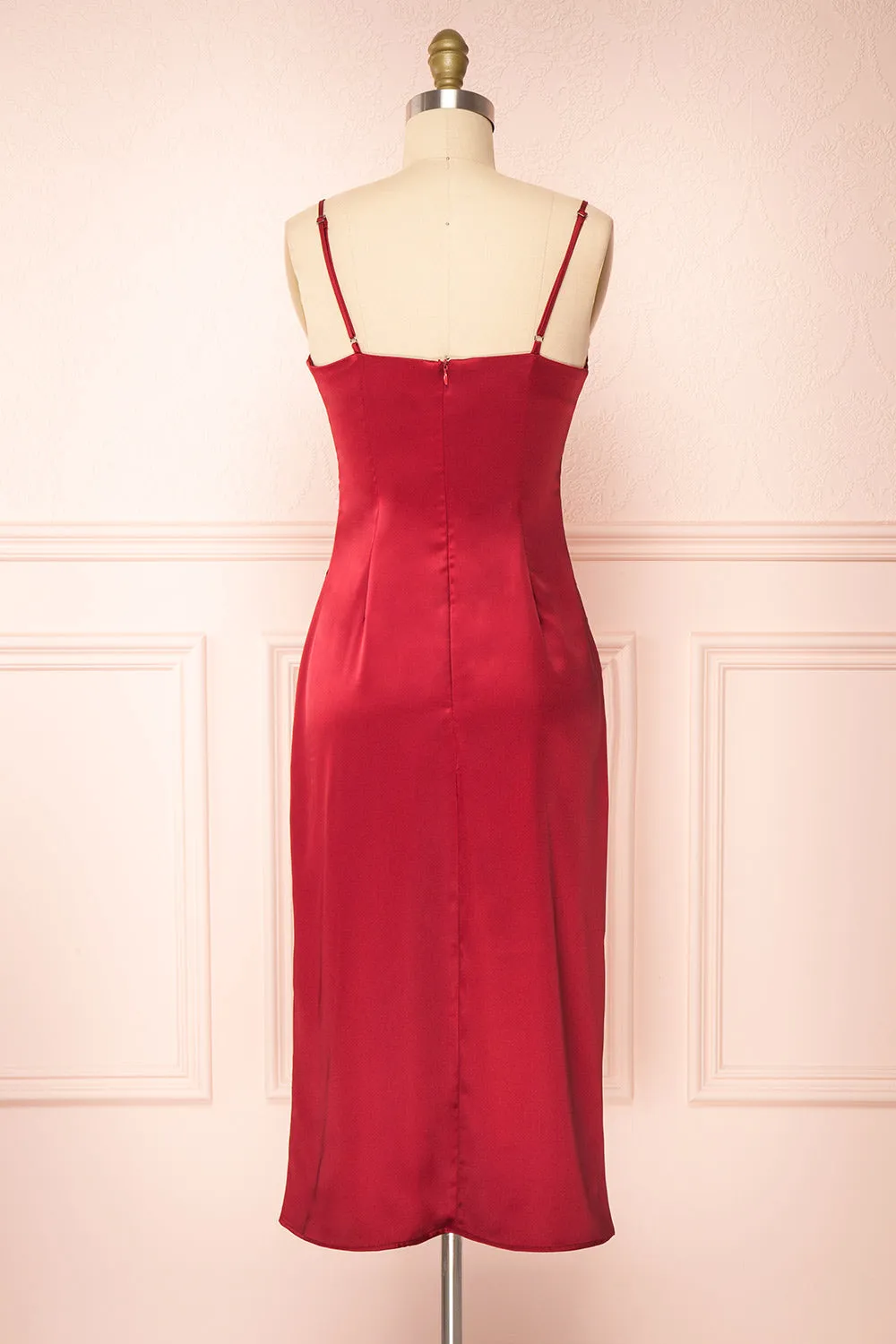 Chloe Wine | Cowl Neck Satin Slip Dress