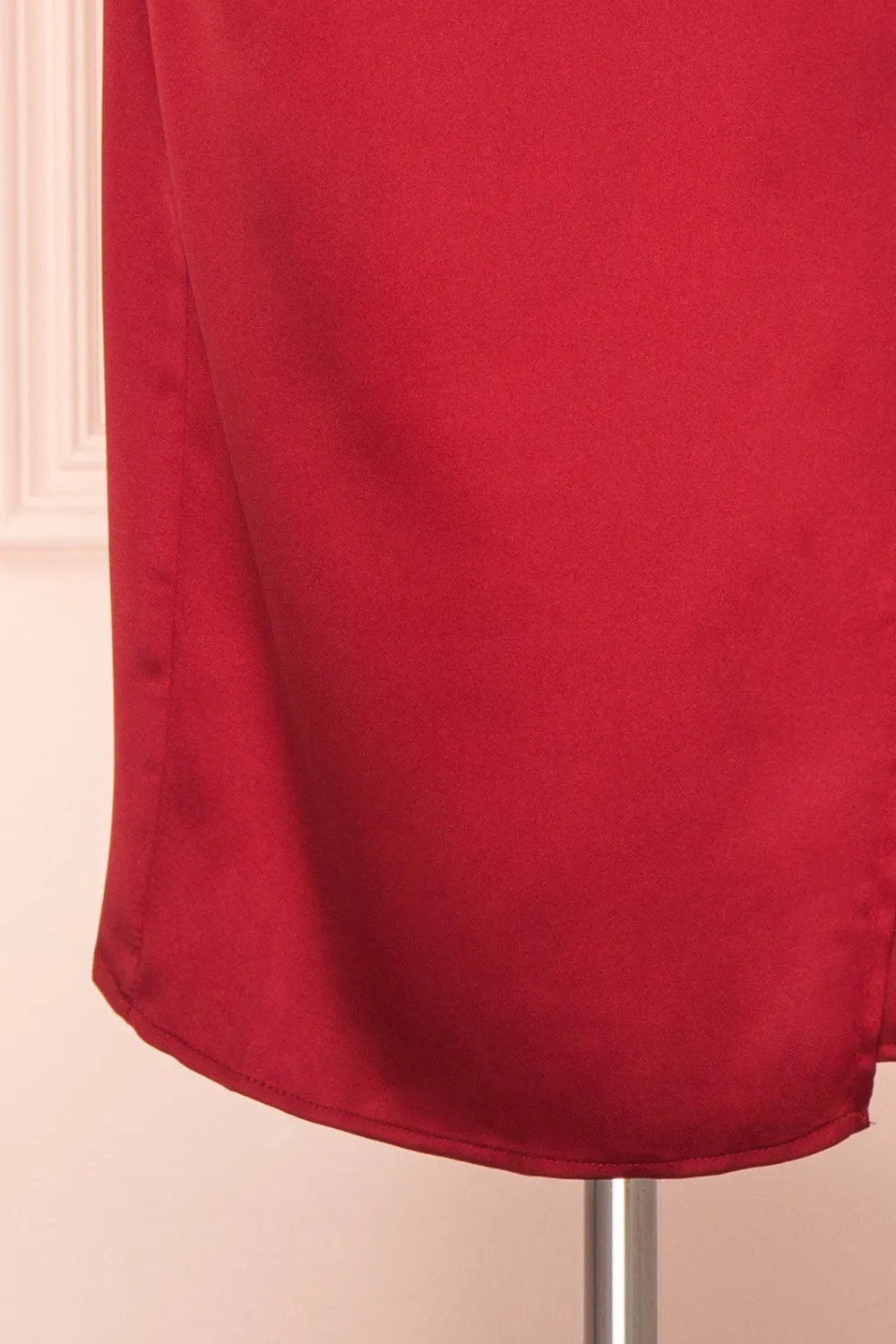 Chloe Wine | Cowl Neck Satin Slip Dress