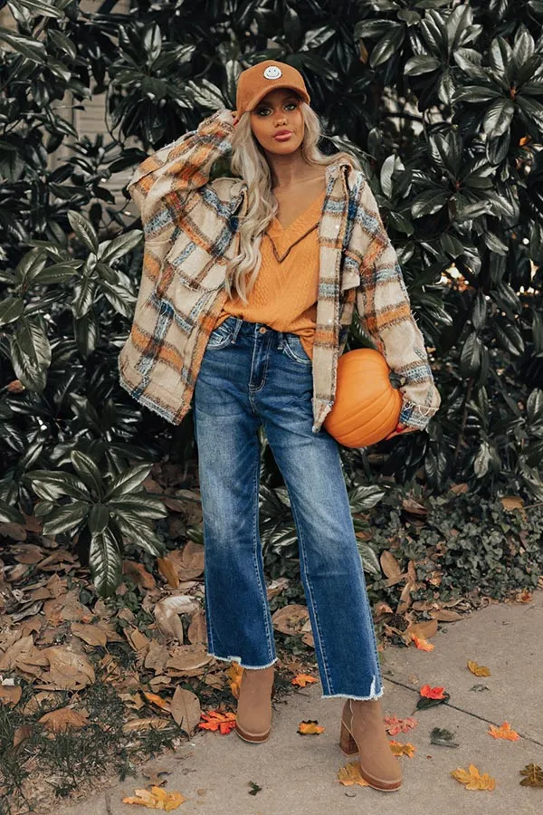 Cinnamon Brown Plaid Jacket in Iced Latte