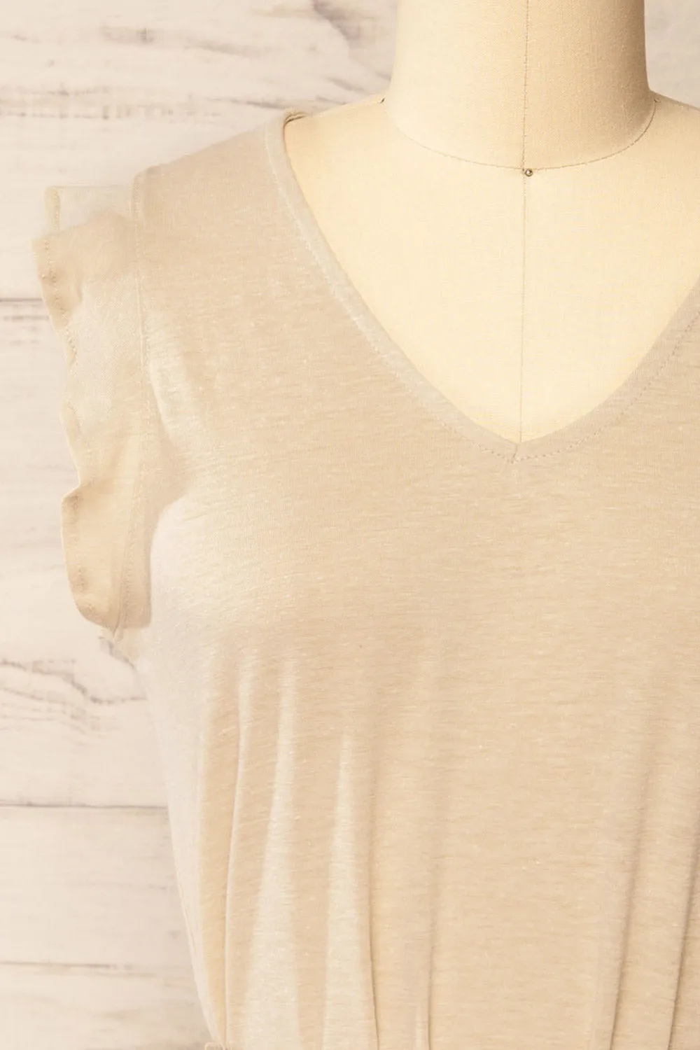 Clarice Beige | Short Sleeveless Dress