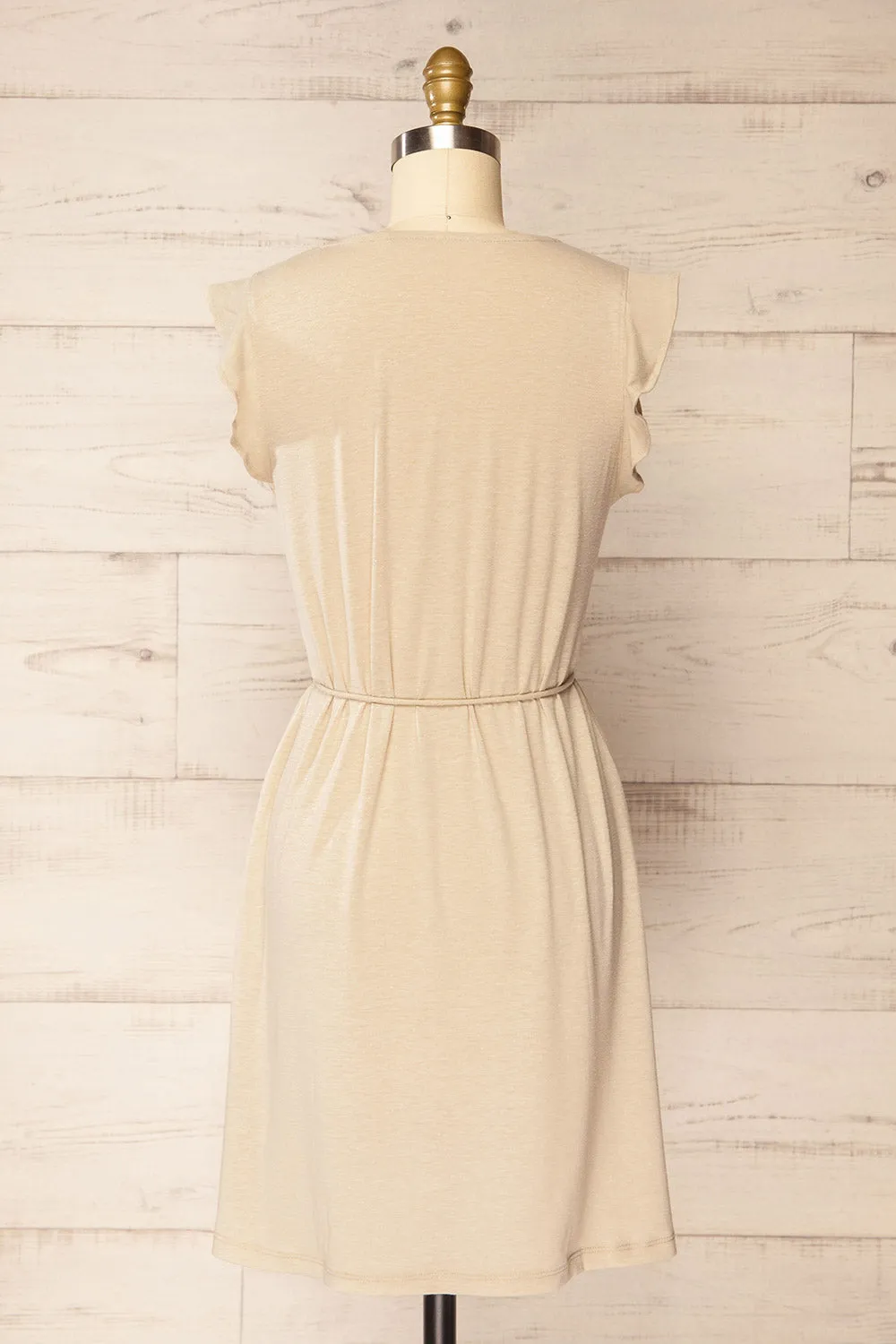 Clarice Beige | Short Sleeveless Dress