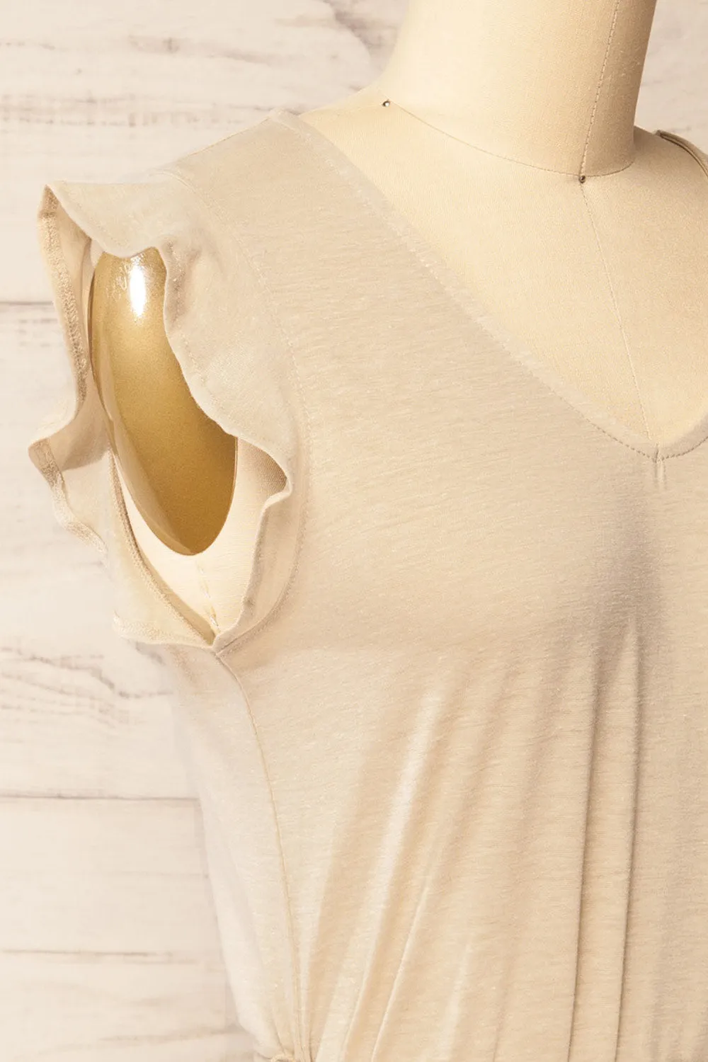 Clarice Beige | Short Sleeveless Dress