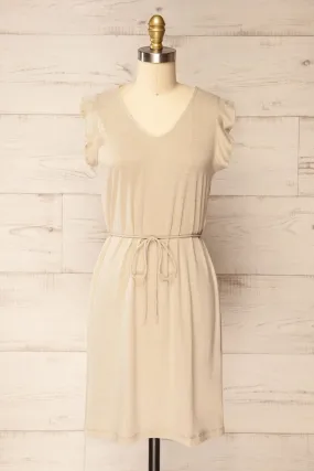 Clarice Beige | Short Sleeveless Dress