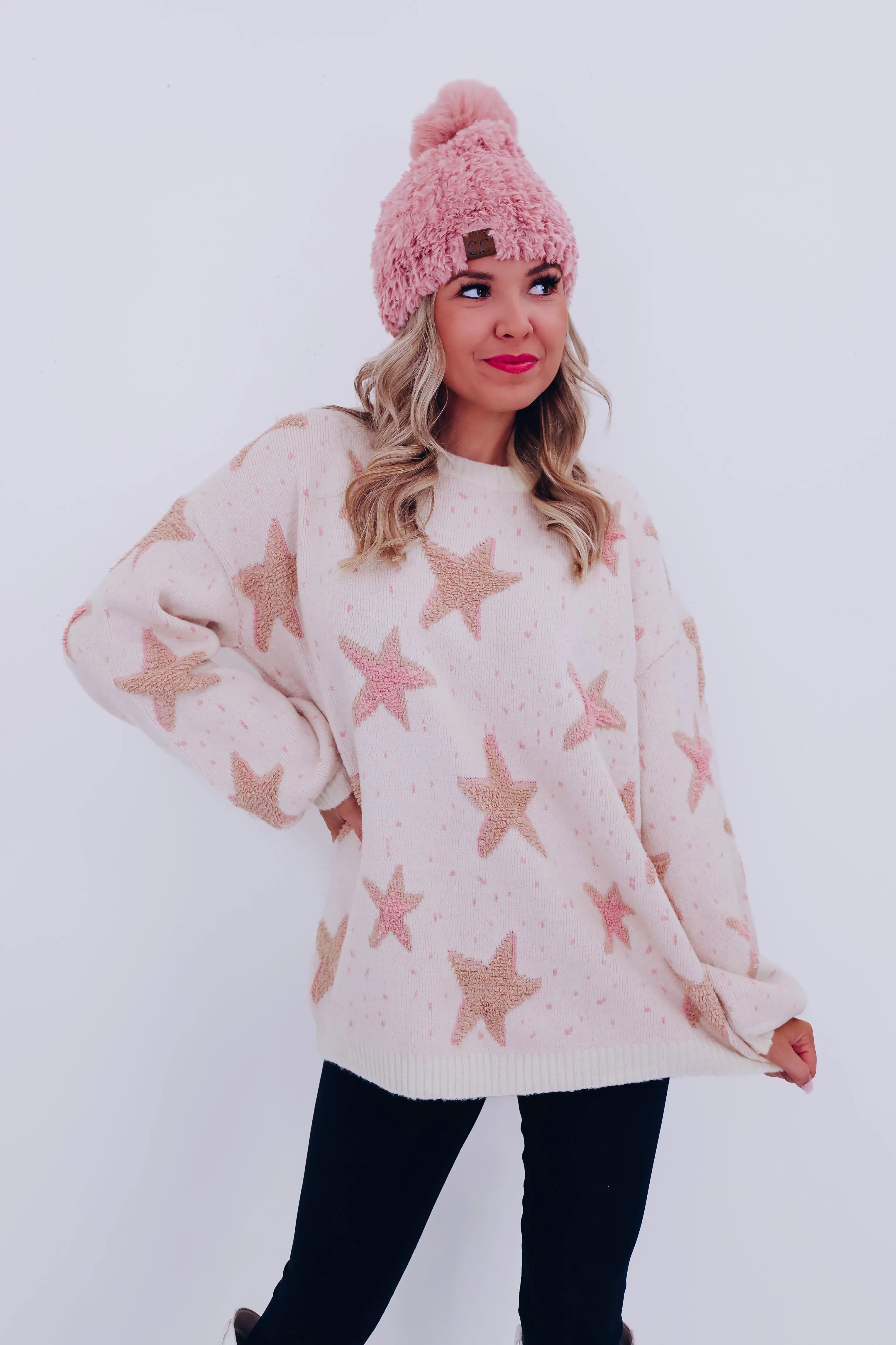 Coastal Christmas Star Print Sweater - Ivory
