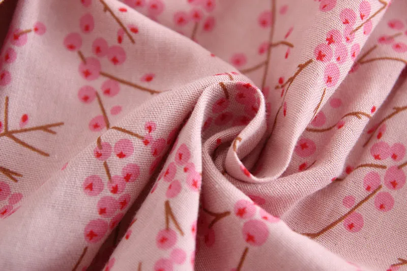 Cotton linen,pink A-line skirt, sweet, temperament, exclusive flower skirt  3583