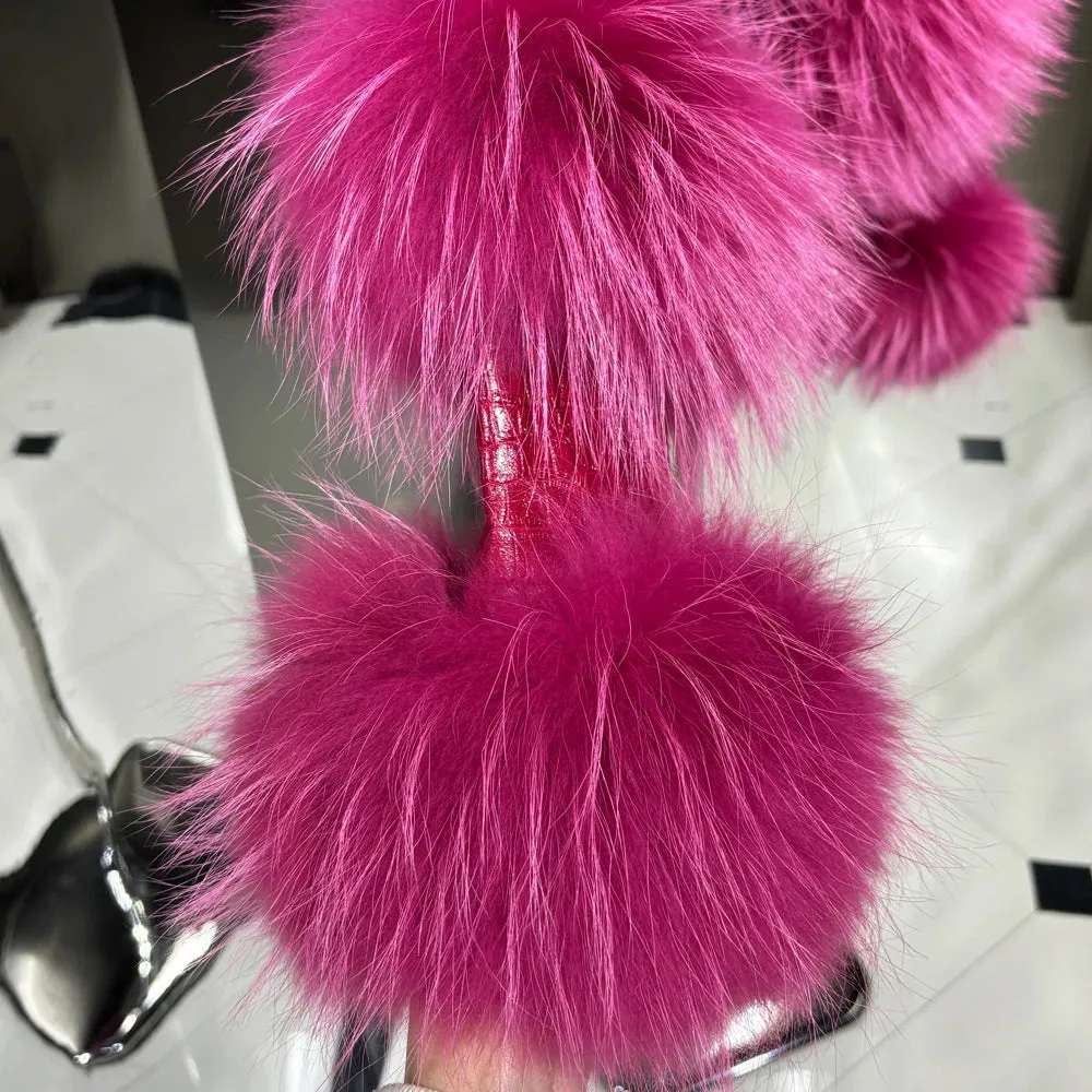 Couture Cropped Leather Jacket with Fox Fur