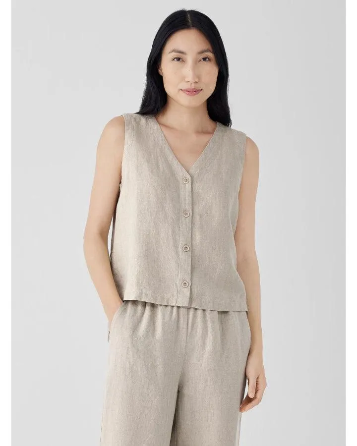 Eileen Fisher Linen V-Neck Vest