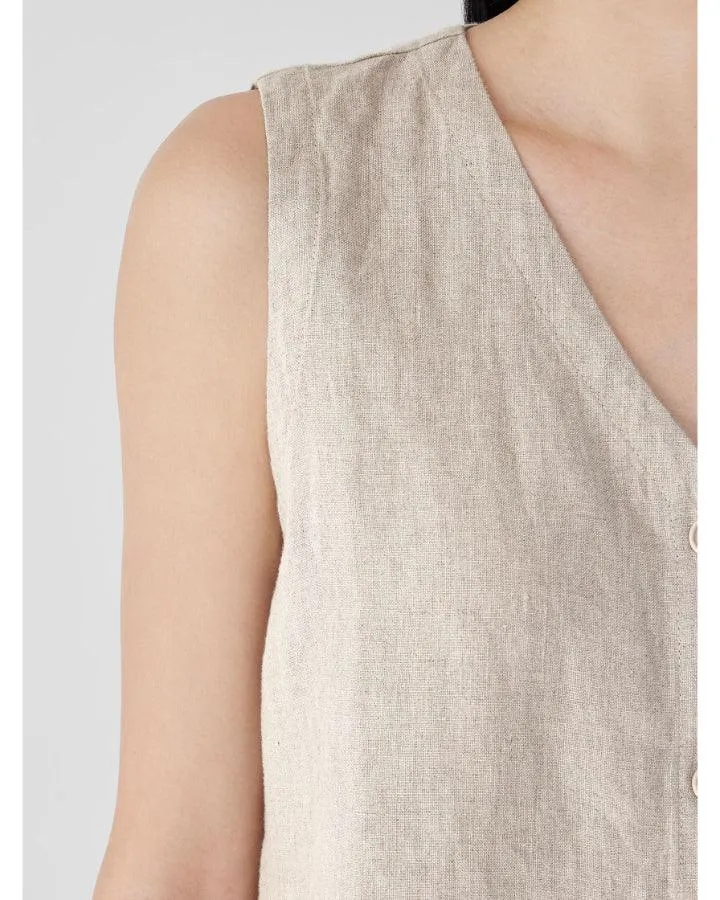 Eileen Fisher Linen V-Neck Vest