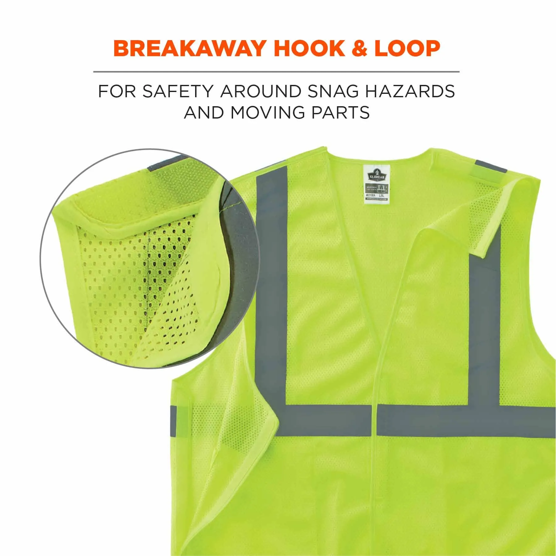 Ergodyne 24544 8215BA-S L Lime Class 2 Economy Breakaway Mesh Vest - Single Size