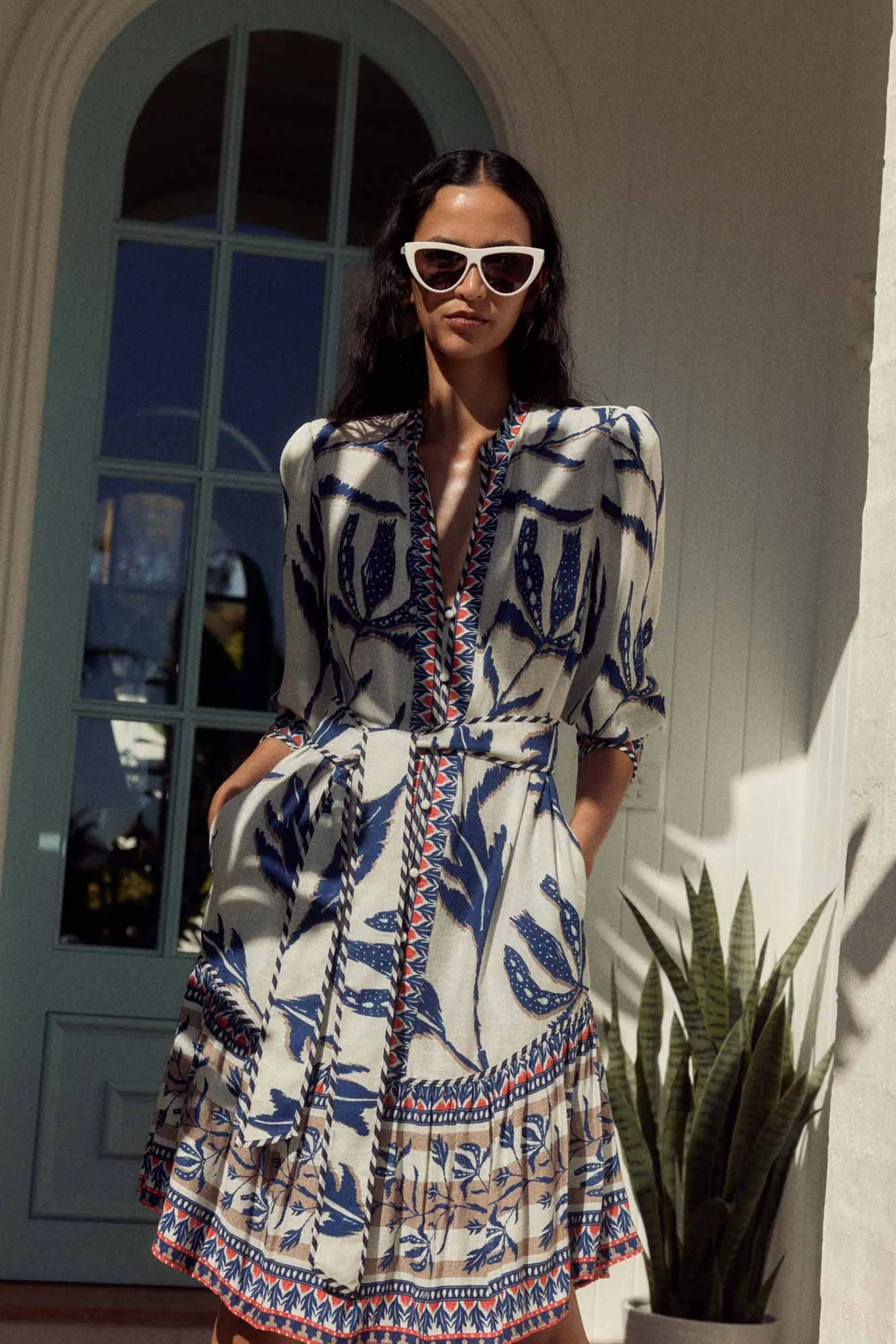 Eudora Linen Viscose Dress | Palm Shadow
