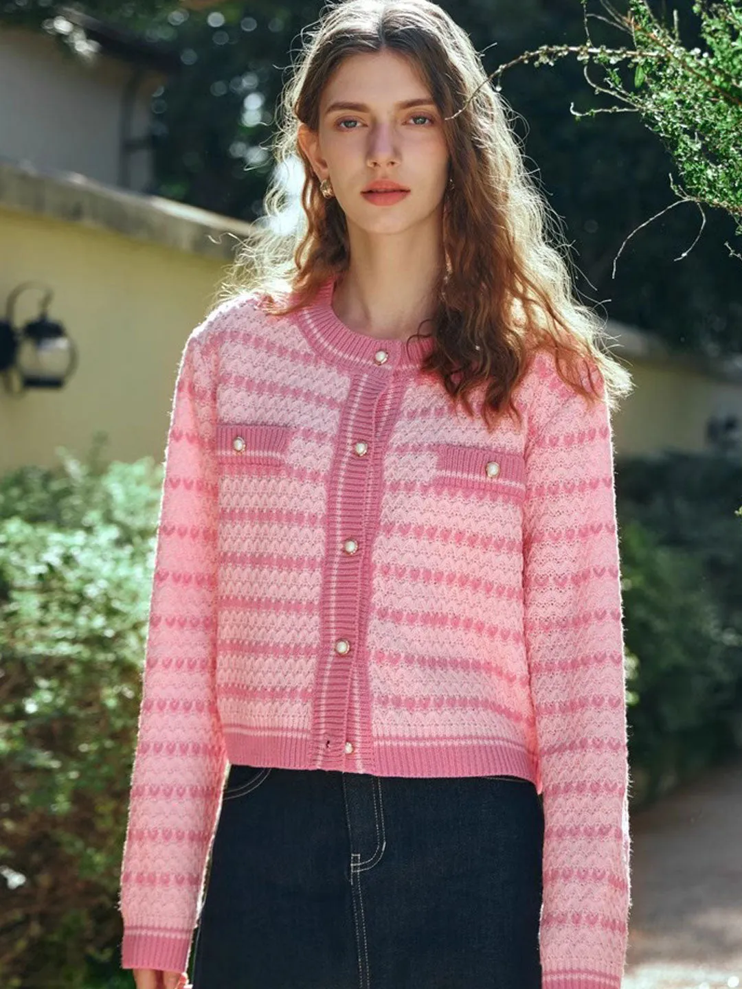 Flora Vest | Vrouwen Roze Gebreid Vest