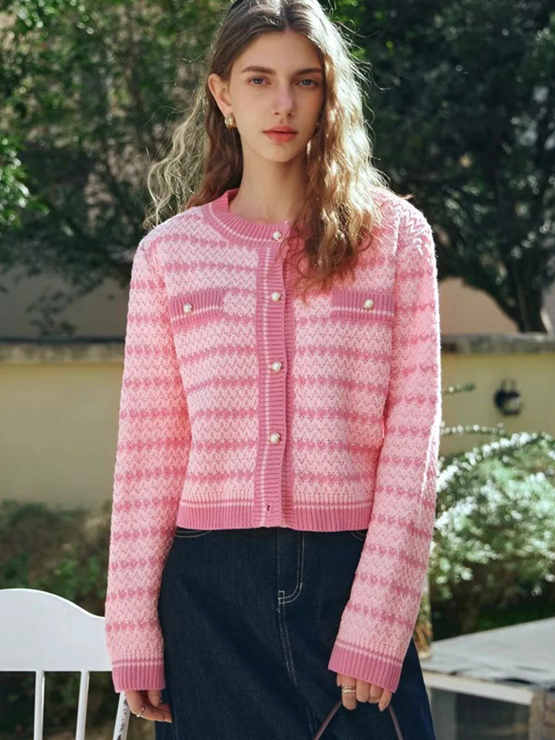 Flora Vest | Vrouwen Roze Gebreid Vest