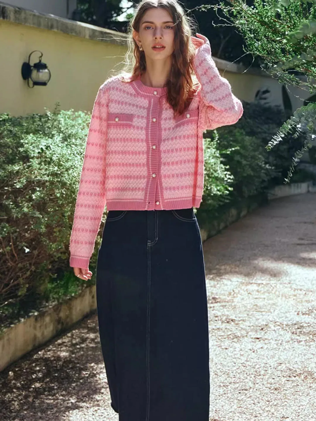 Flora Vest | Vrouwen Roze Gebreid Vest