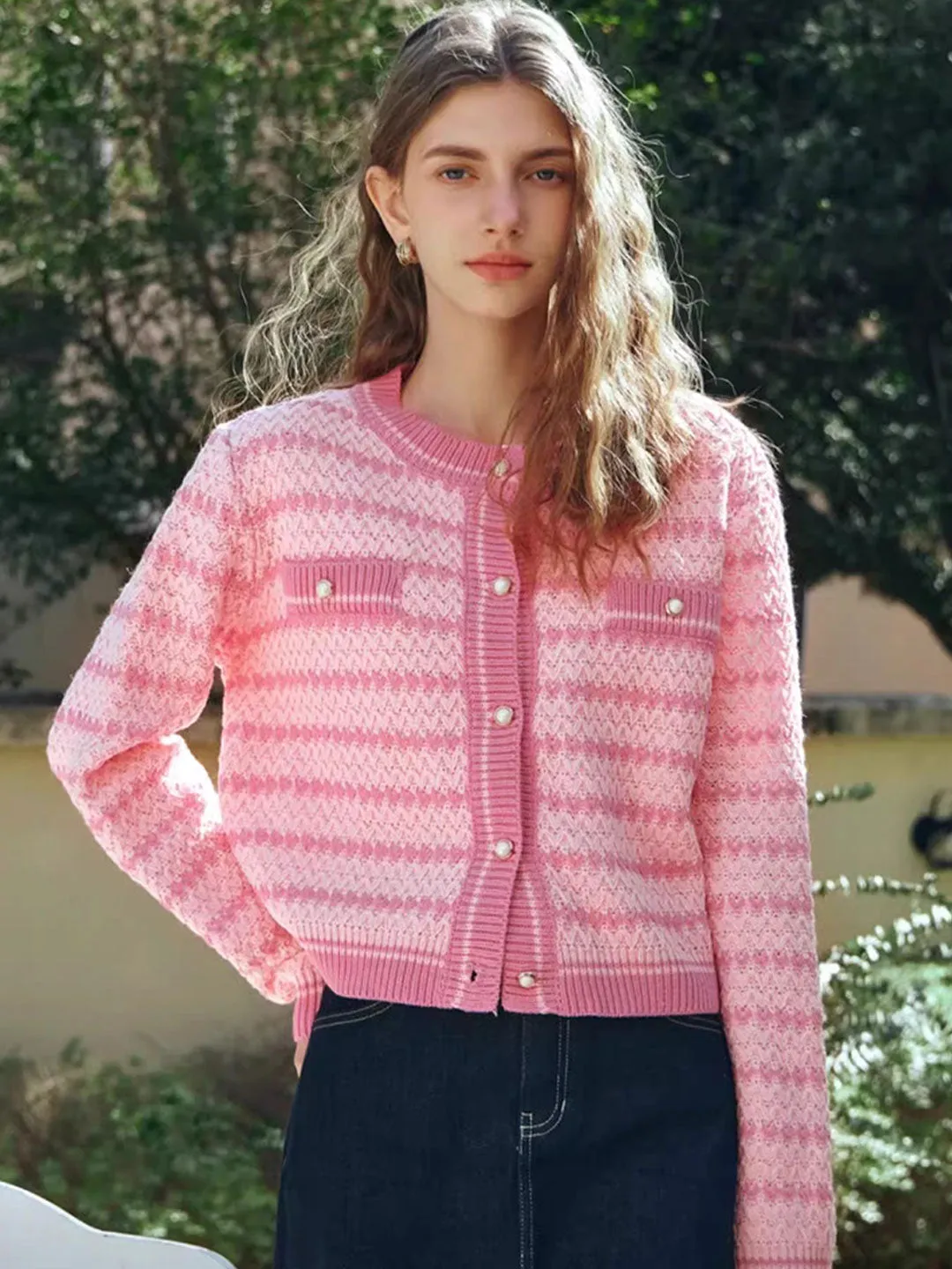 Flora Vest | Vrouwen Roze Gebreid Vest