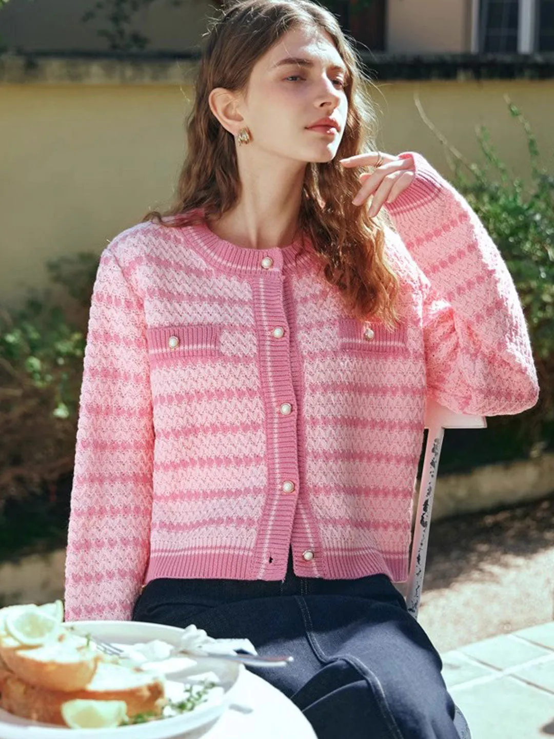 Flora Vest | Vrouwen Roze Gebreid Vest
