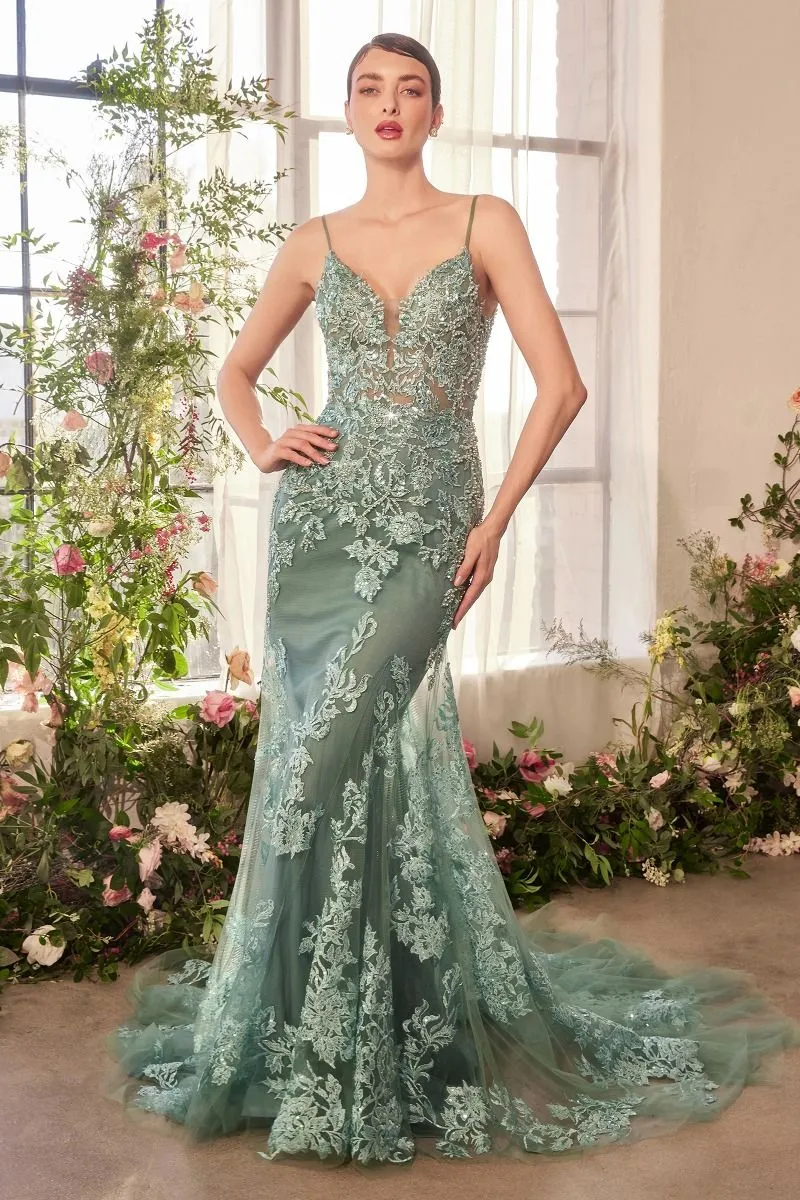 FLORALA Embellished Bodice Mermaid Prom & Formal Dress