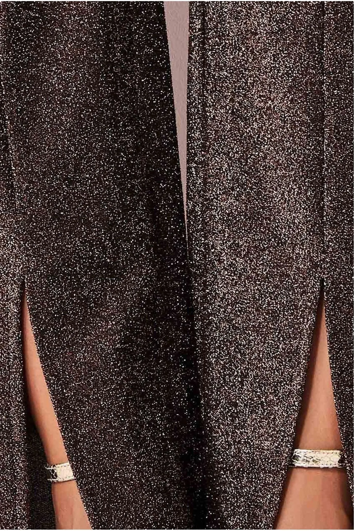 Goddiva Wide Leg Lurex Trouser - Bronze